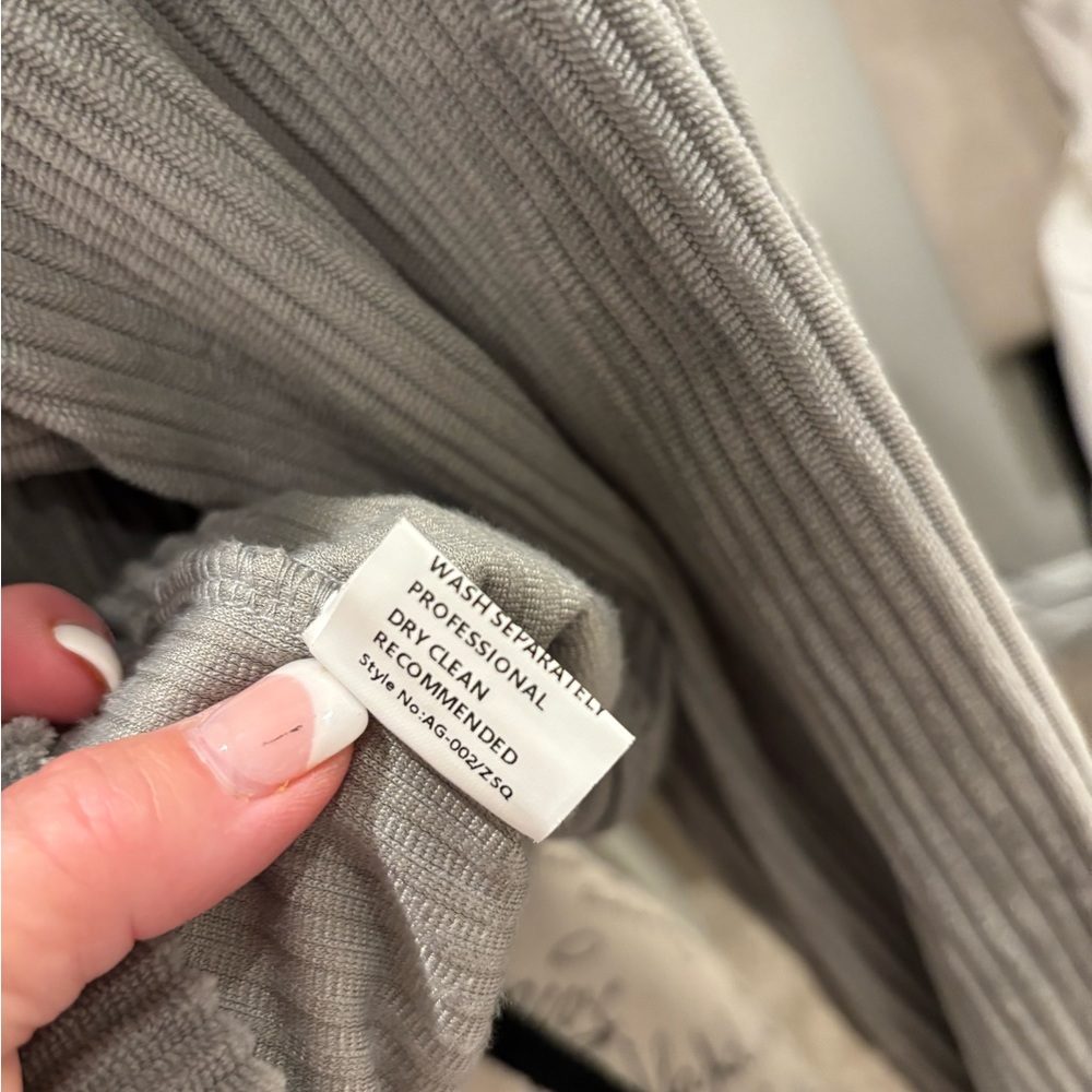 Gray Ribbed Button-Front Jacket with Chest Pockets - Picture 6 of 6